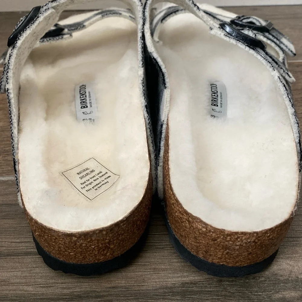 NEW Birkenstock Arizona Shearling Plaid Wool Slide Sandal Size 43 / 10